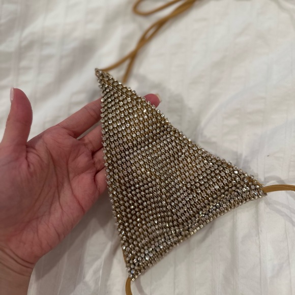 Oh Polly Neena Gold shimmering Triangle Bikini Top - Picture 3 of 5